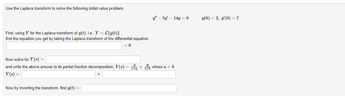 Solved Use the Laplace transform to solve the following | Chegg.com