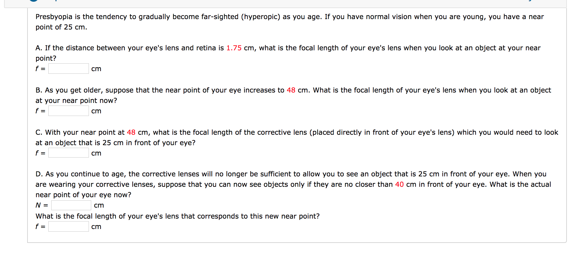 Presbyopia Is The Tendency To Gradually Become Chegg Com