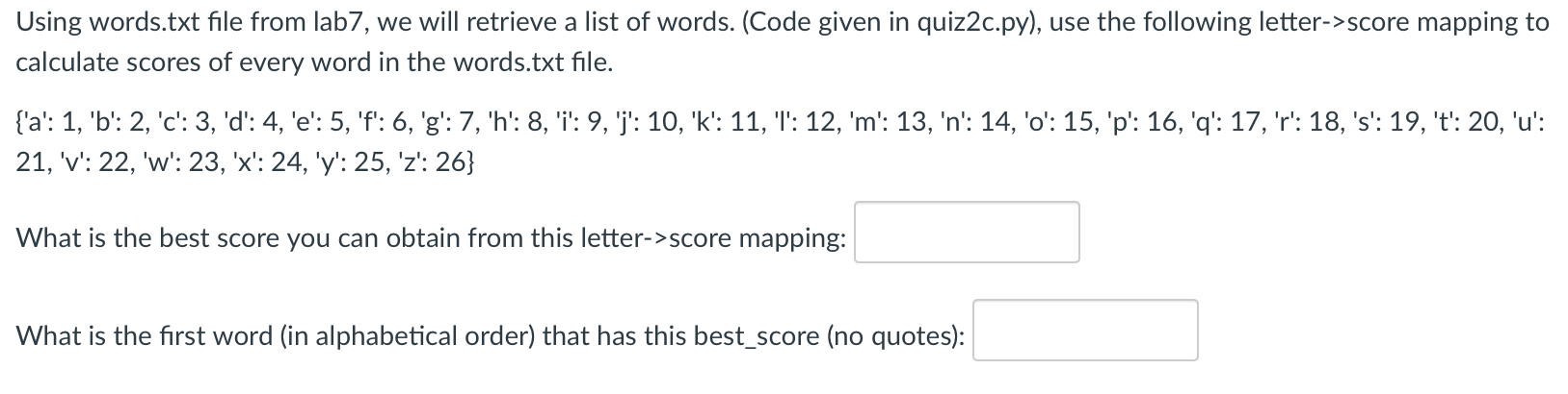 Solved Using Words Txt File From Lab7 We Will Retrieve A Chegg Com