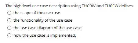 Solved The high-level use case description using TUCBW and | Chegg.com