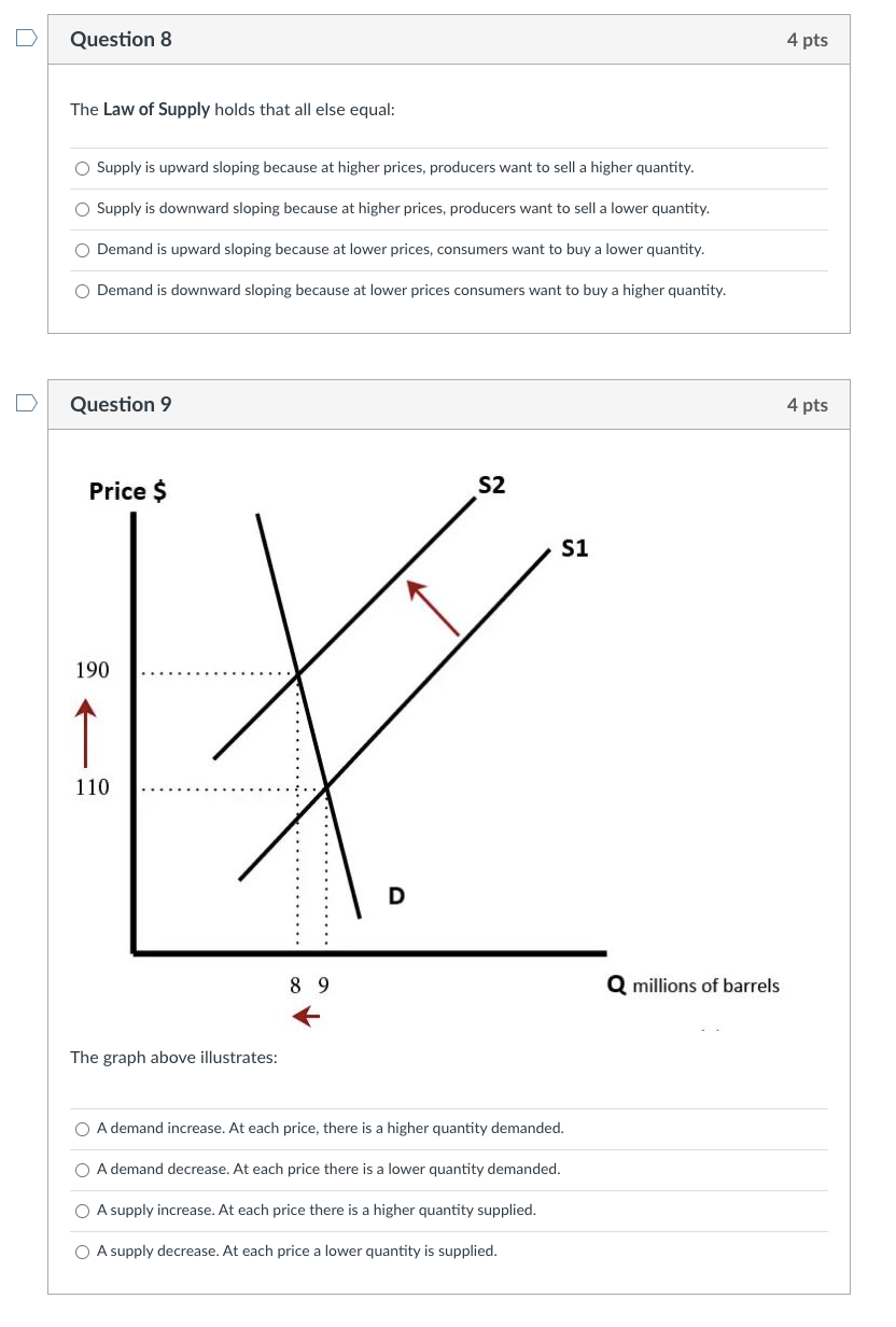 law of supply homework answers