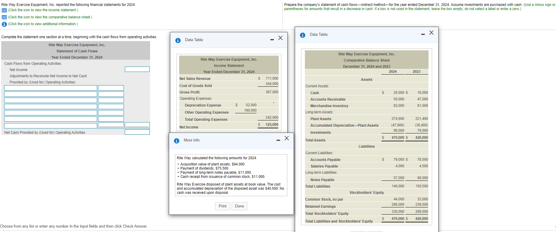 Solved Prepare the company's statement of cash