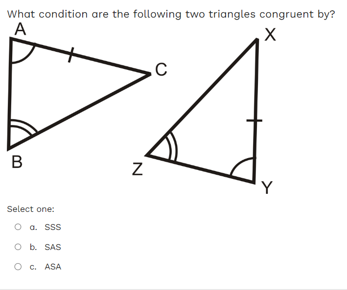 Solved What condition are the following two triangles | Chegg.com