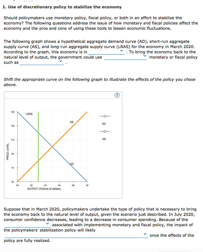 Solved 1. Use Of Discretionary Policy To Stabilize The | Chegg.com