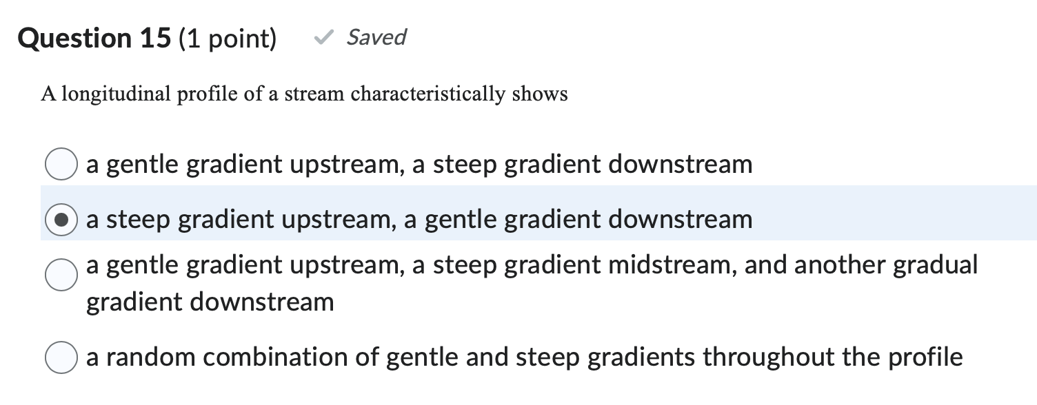Solved 2uestion 15 (1 point) Saved A longitudinal profile | Chegg.com