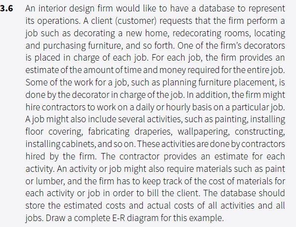 Solved 3.6 An interior design firm would like to have a | Chegg.com