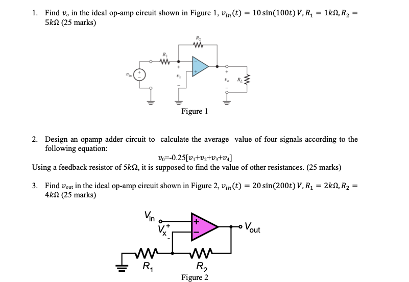 Solved 1. Find v, in the ideal op-amp circuit shown in | Chegg.com