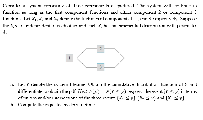 Solved Consider a system consisting of three components as | Chegg.com