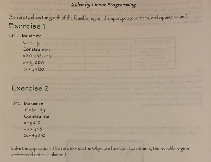 Solved Solve by Linear Programming (Be sure to show the | Chegg.com