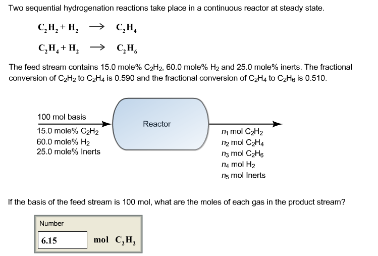 Solved Two sequential hydrogenation reactions take place in