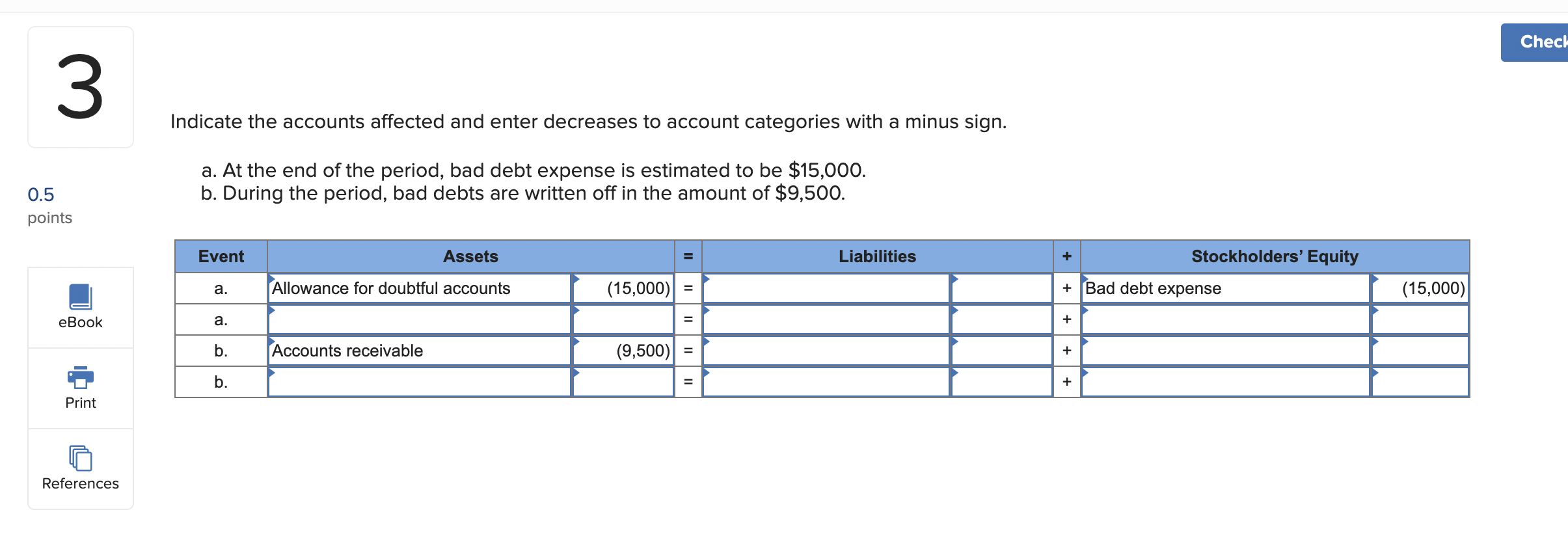 Solved Indicate the accounts affected and enter decreases to | Chegg.com