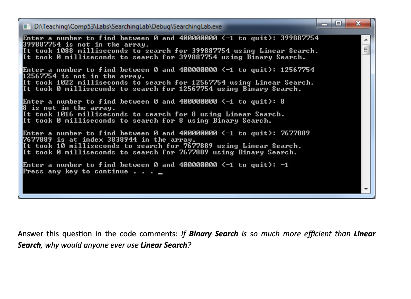Solved Lab: Searching an Array In this lab you'll be | Chegg.com