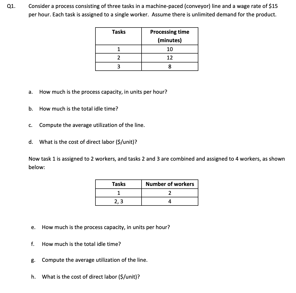 Solved 1. Consider a process consisting of three tasks in a | Chegg.com