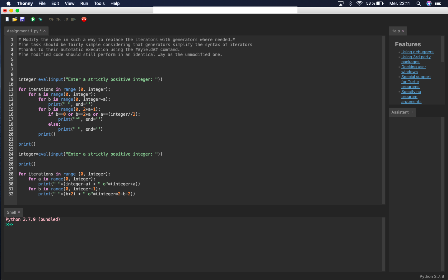 Solved Thonny File Edit View Run Tools Help * 53%O Mer. | Chegg.com