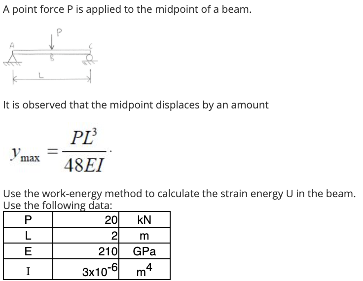 Solved A point force P is applied to the midpoint of a beam. | Chegg.com