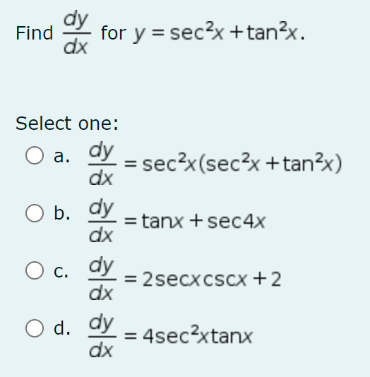 sec 2 x dx dy 0