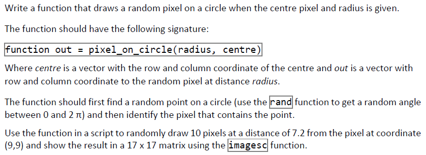 Write a function that draws a random pixel on a | Chegg.com