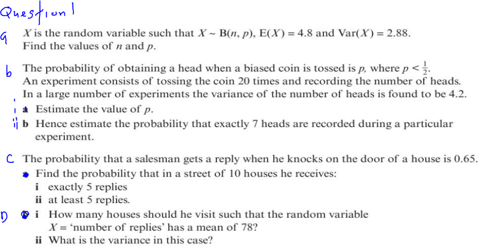 Solved X Is The Random Variable Such That X∼B(n,p),E(X)=4.8 | Chegg.com