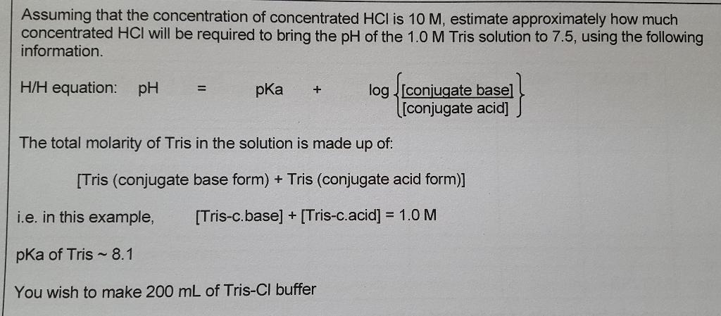 Solved Assuming that the concentration of concentrated HCl | Chegg.com