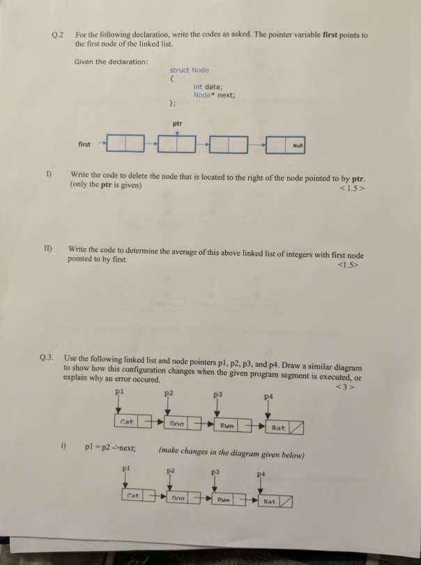 Solved For the following declaration, write the codes as | Chegg.com