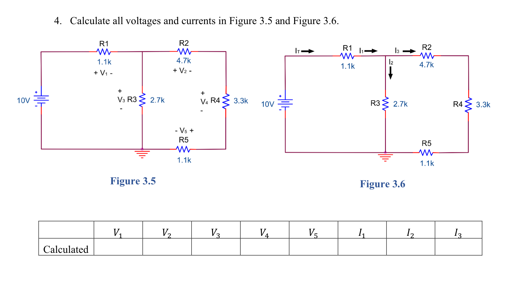 Solved 4. Calculate all voltages and currents in Figure 3.5 | Chegg.com
