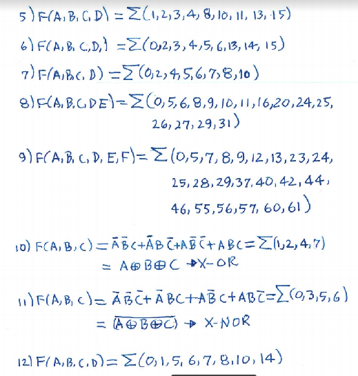 Solved 5) F(A, B, C, D) = (1,2,3,4, 8, 10, 11, 13, 15) 6) | Chegg.com