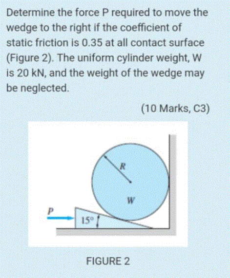 Solved Determine the force P required to move the wedge to | Chegg.com