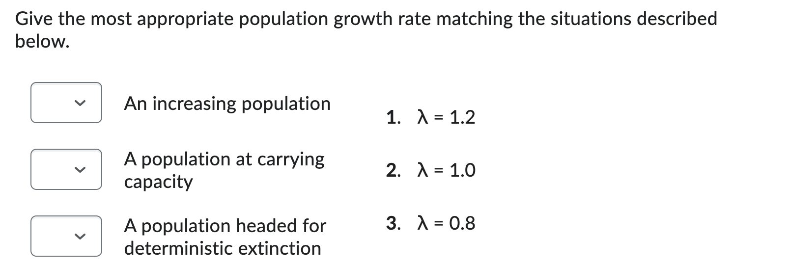 Solved Give the most appropriate population growth rate | Chegg.com