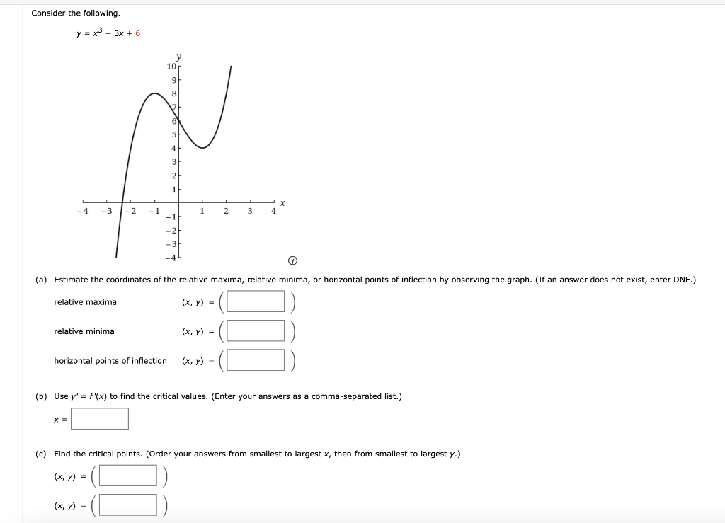 Solved Consider the following. y = x3 − 3x + 6 The x | Chegg.com