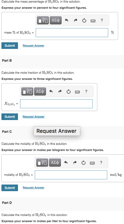 Solved A sulfuric acid solution containing 571.5 g of h2so4