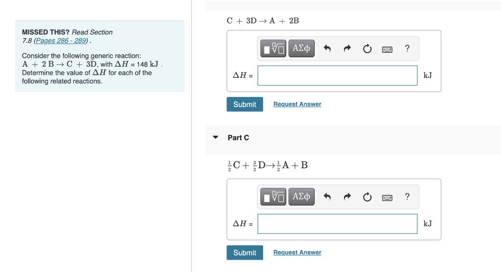 Solved C + 3D + A + 2B MISSED THIS? Read Section 7.8 (Pages | Chegg.com