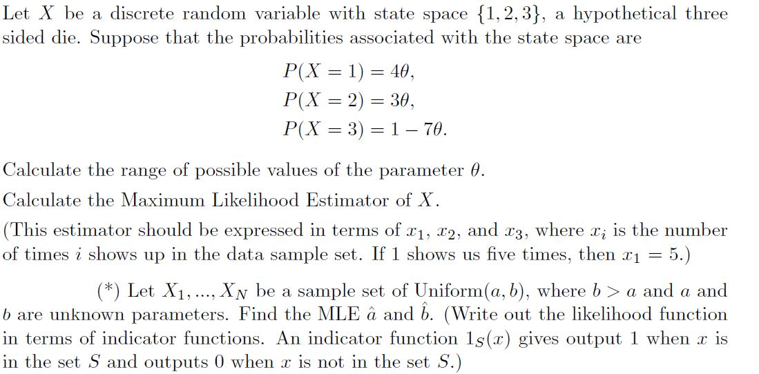 Solved Let X be a discrete random variable with state space | Chegg.com