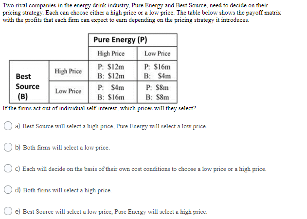Solved Two rival companies in the energy drink industry, | Chegg.com