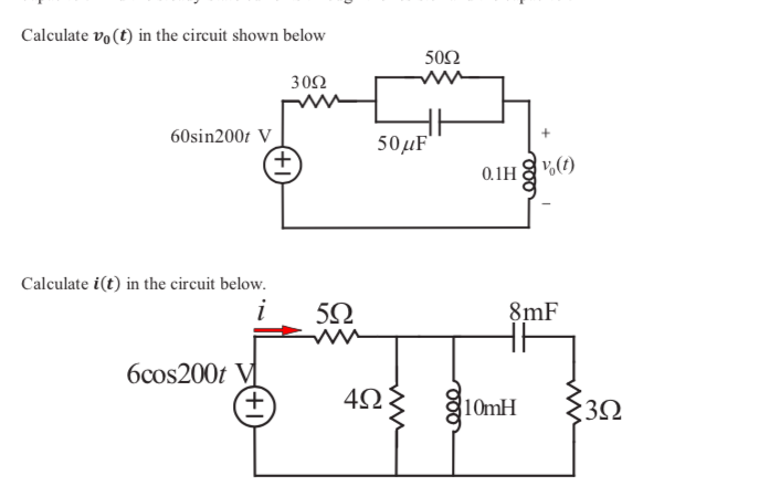 Solved Calculate vo (t) in the circuit shown below 50(2 302 | Chegg.com