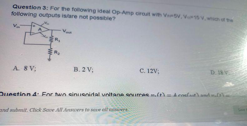 Solved Question 3: For The Following Ideal Op-Amp Circuit | Chegg.com