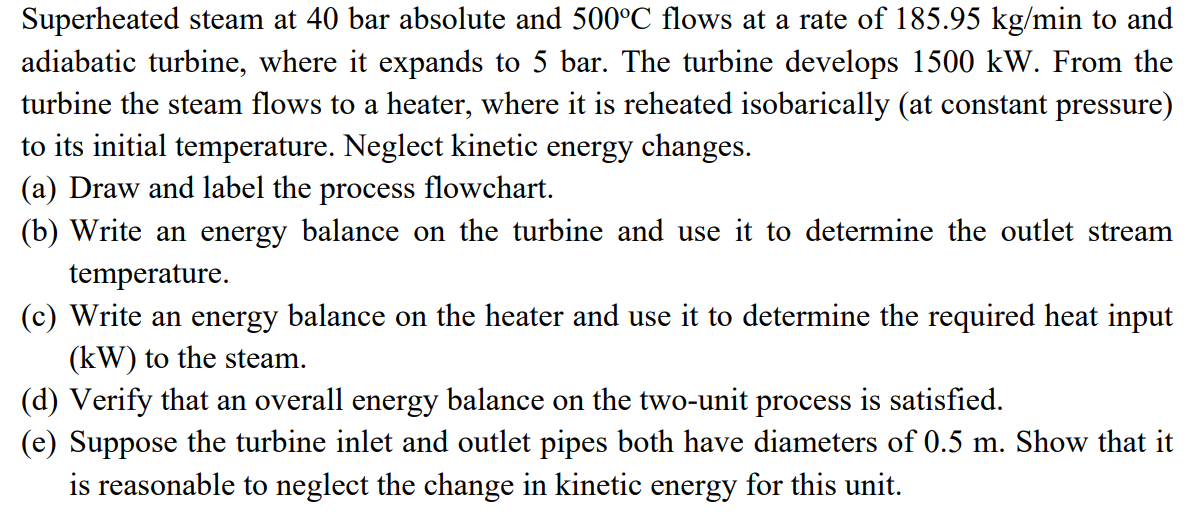 Solved Superheated Steam At 40 Bar Absolute And 500°C Flows | Chegg.com