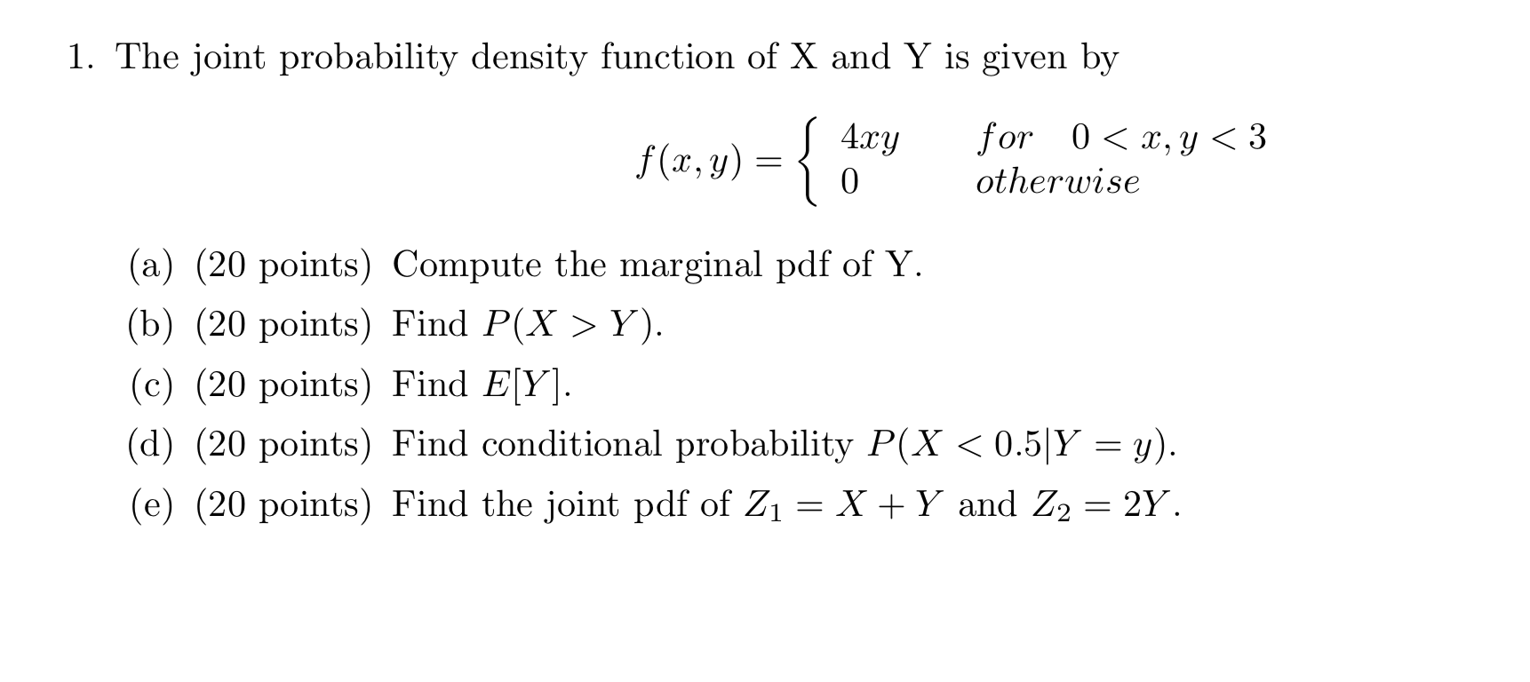 Solved 1 The Joint Probability Density Function Of X And Chegg Com