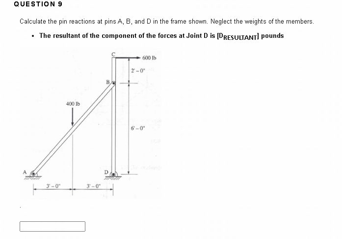 Calculate The Pin Reactions At Pins A, C, And D In The Frame Shown