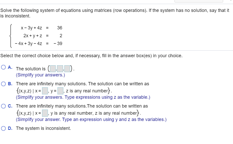 Solved Solve the following system of equations using Chegg