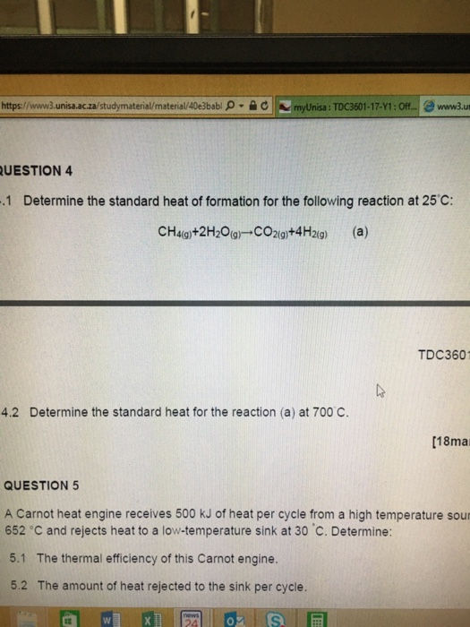Solved Determine the standard heat of formation for the