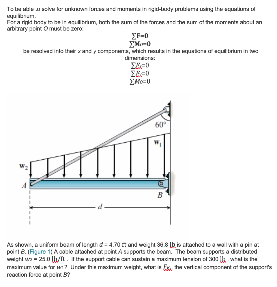 Solved To be able to solve for unknown forces and moments in | Chegg.com
