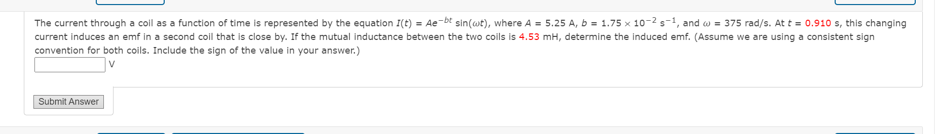 Solved The current through a coil as a function of time is | Chegg.com