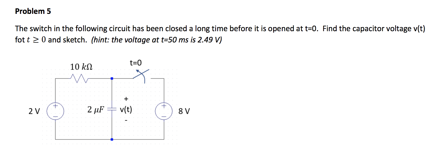 Solved Problem 5 The switch in the following circuit has | Chegg.com