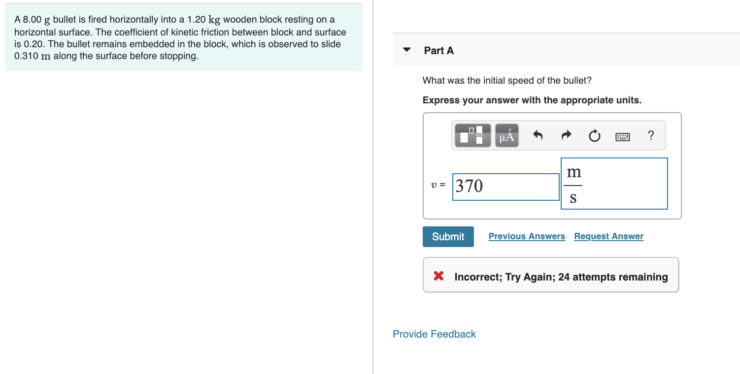 Solved A 8.00 g bullet is fired horizontally into a 1.20 kg