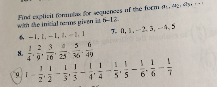 Solved Find explicit formulas for sequences of the form al, | Chegg.com
