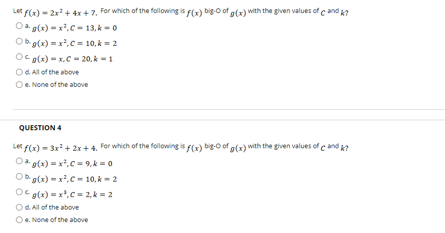 Solved Let F X 2x2 4x 7 For Which Of The Followin Chegg Com