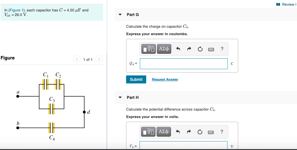 Solved 1 Review | Constants In (Figure 1), each capacitor | Chegg.com