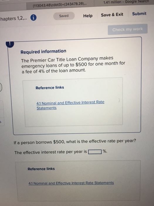 Solved The Premier Car Title Loan Company makes emergency