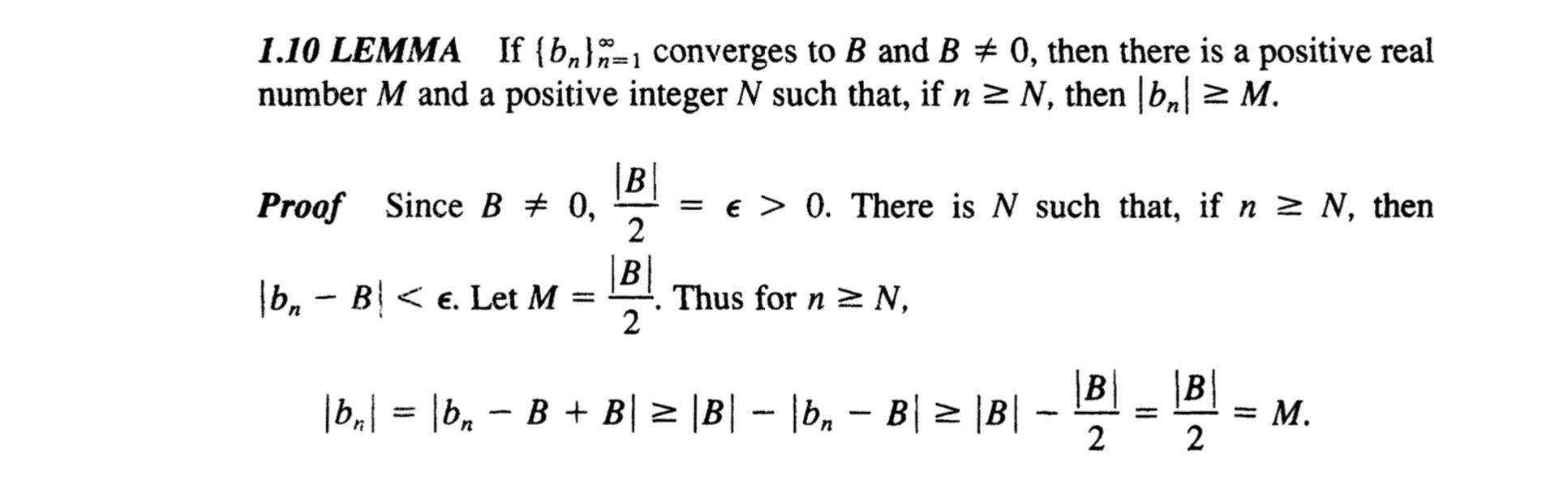 Solved 1.10 LEMMA If {bnn=1 Converges To B And B # 0, Then | Chegg.com