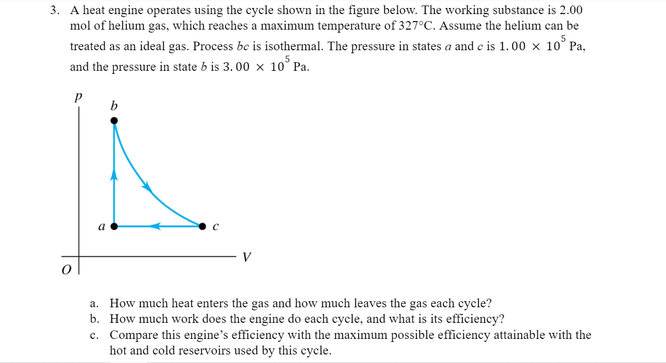 Solved 3. A Heat Engine Operates Using The Cycle Shown In | Chegg.com